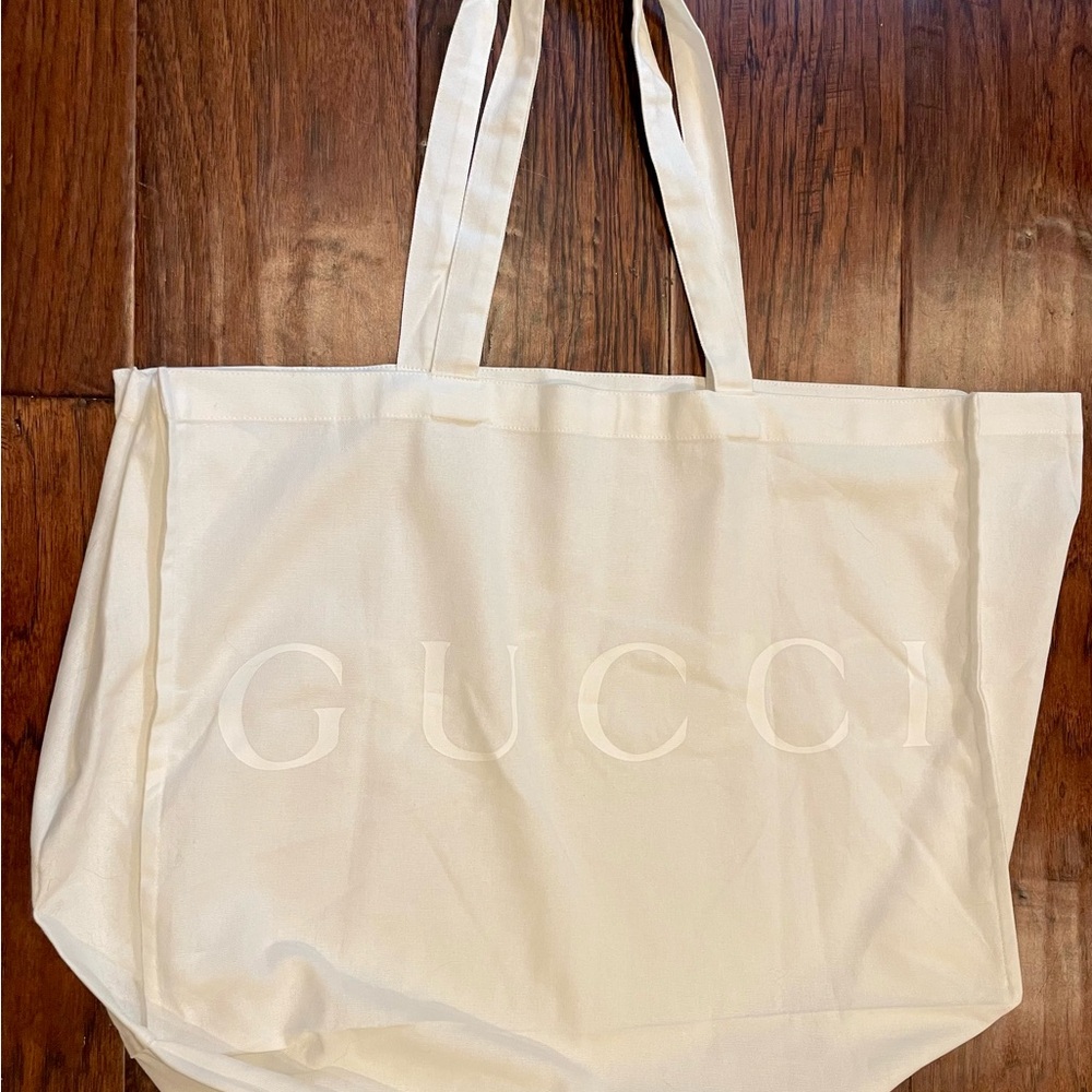 Gucci White Cloth Tote Bag